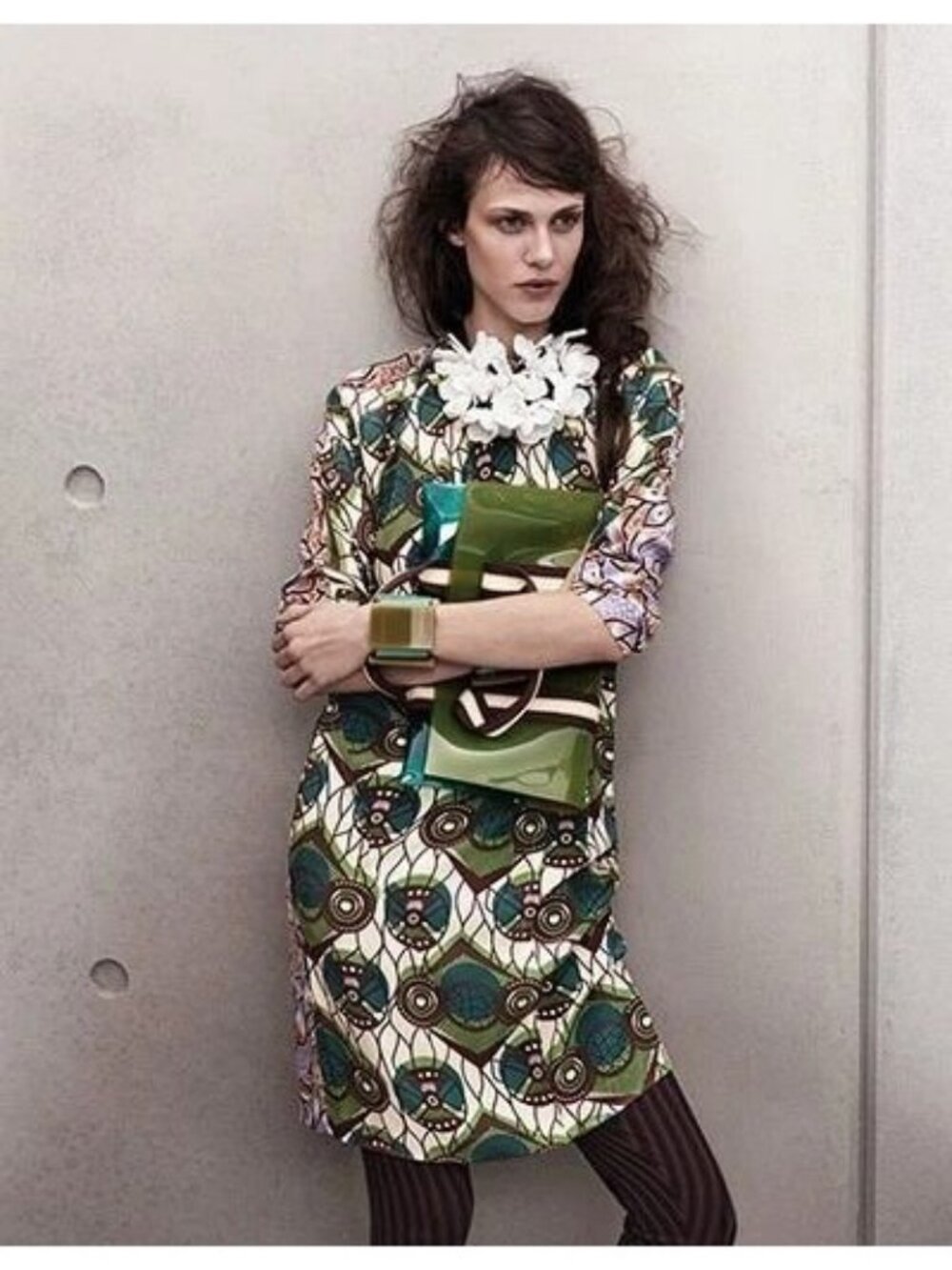 MARNI at H&M Silk Hooded Anorak Parka Style Peacock Print Dress US 6 Rare 2011